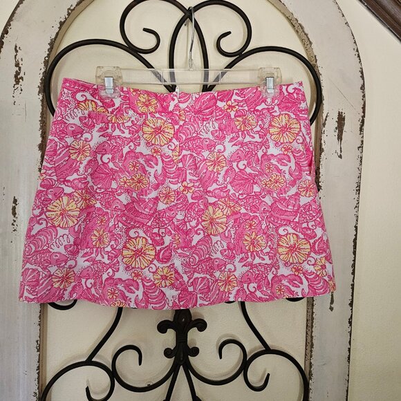 Lilly Pulitzer Womens Jarvey Skort Chum Bucket  Pink Lined Side Slit Golf Resort - Picture 2 of 4
